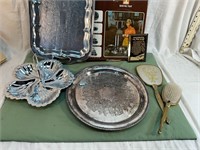 **4 METAL SERVING TRAYS ETC.