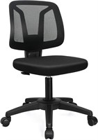 Armless Mesh Office Chair Ergonomic Swivel, Black