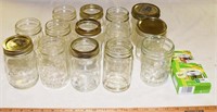 LOT - 14 PINT CANNING JARS AND LIDS