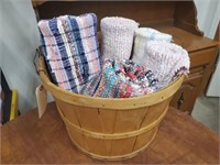Bushel basket, woven rugs