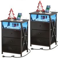 Tantmis LED Nightstands Set of 2 with Charging Sta