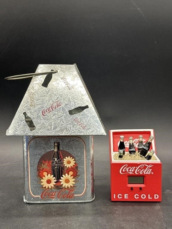 Lot of (2) Coca-Cola Items - Clock & Lantern