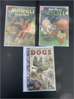 3 VTG Comics-Disney Mowgli, Scamp, & Dogs