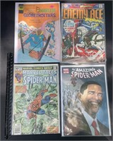 4 Comics-Globetrotters, Enemy, Spiderman, Obama