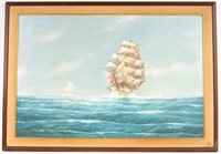 "Tusitala" Oil Panoramic Seascape by J. Arnold