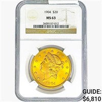 1904 $20 Gold Double Eagle NGC MS63