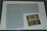 Confederate Currency and Document.