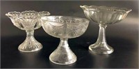 Clear Glass Pedestal Bowls including Heisey