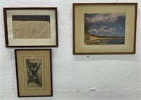 (G) Wooden Framed F. Robson Etching, Wooden