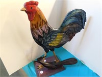 CARVED ROOSTER 18" HIGH, MAHOGANY CARVED BIRD