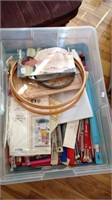Box of crochet needles, rings plus accessories