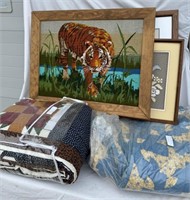 Crochet Tiger Artwork, Quilt, Assorted Framed