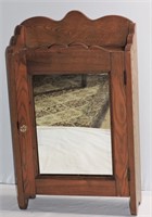 Vintage Oak Medicine Cabinet w Top Shelf
