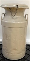 Vintage Beige Metal Milk Can Jug