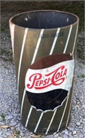 Vintage Metal Pepsi Trash Can 10 x 19H