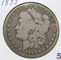 1893 Morgan Silver Dollar.