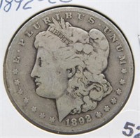 1892-CC Morgan Silver Dollar.