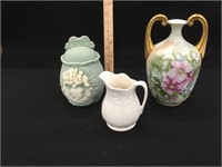Bavaria vase, ironstone pitcher, covered pot