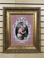 Hand Painted Oil on Porcelain of Mother & Child