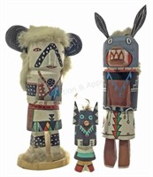 (3) Signed Native American Hopi Kachina Dolls