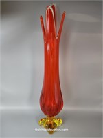 Gorgeous Amberina Art Glass 20"H. Vase