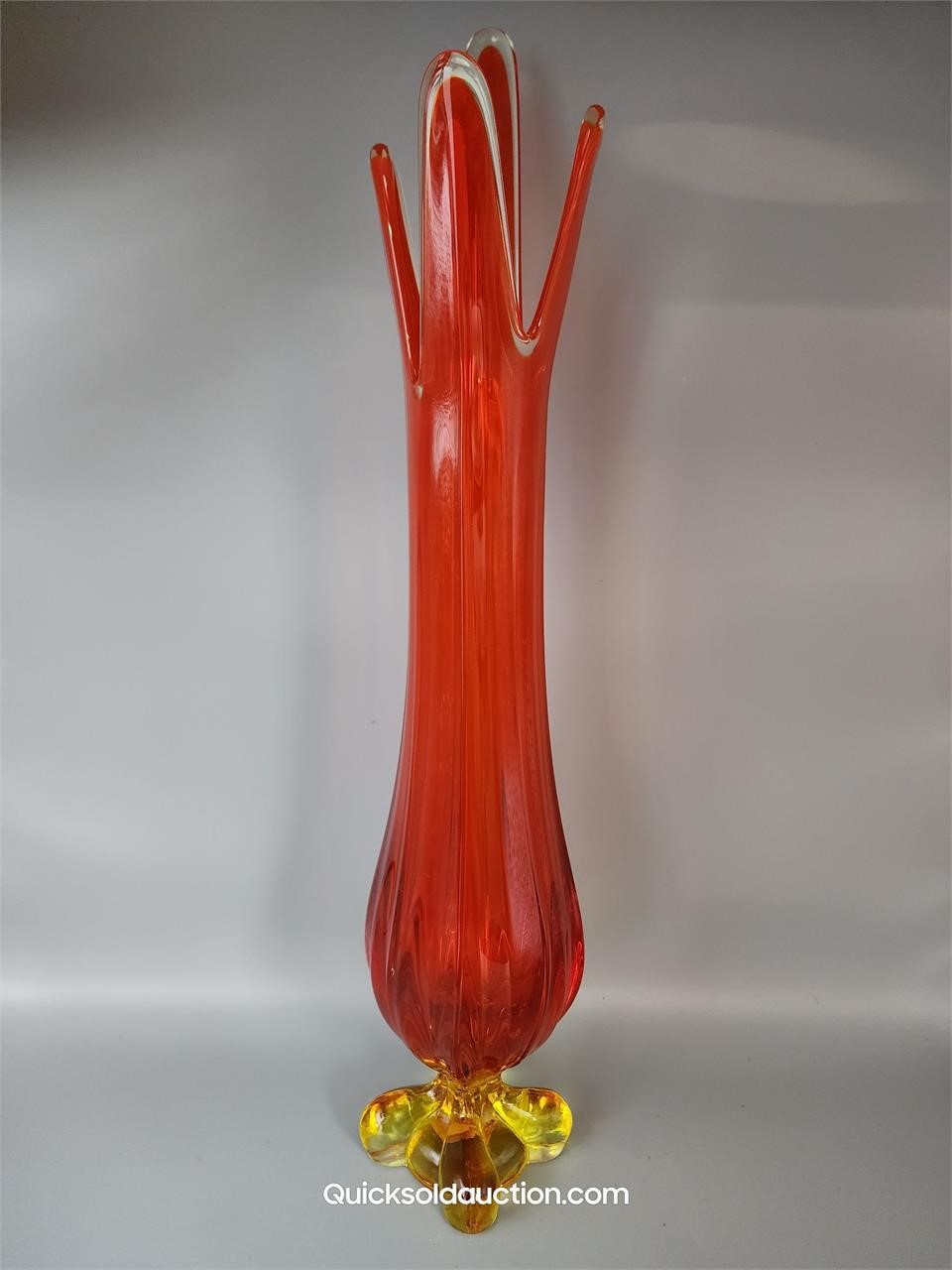 Gorgeous Amberina Art Glass 20"H. Vase