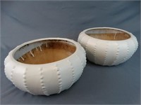 Two Round Pottery Planters