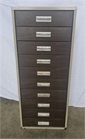 10 Drawer Metal Cabinet w/ Contents 30x13x10"