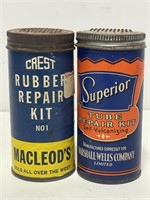 Two classic inner tube repair kits.