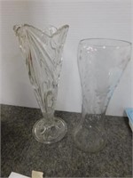 Two tall vases, Fleur de Fleur molded glass -