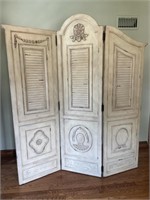 Hard Carved & Painted 3 Panel Room Divider