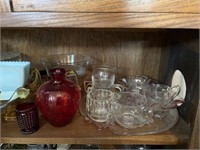 Contents of shelf, glassware