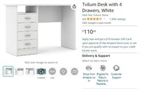 B2775 Tvilum Desk with 4 Drawers White