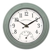 La Crosse Clock 8 in. Outdoor Sage Green Clock