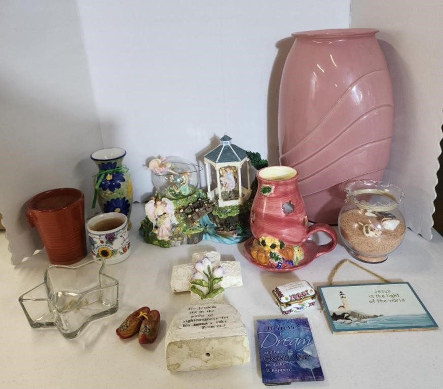 Household Decor, Large Glass Vase, Angel Scene