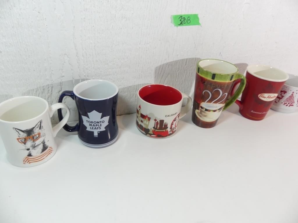 6 Ceramic Mugs, used