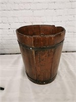 Primitive Wooden Iron-bound Bucket