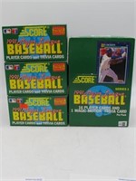 (4) SCORE BASEBALL 1991 COMPLETE WAX PACK BOXES