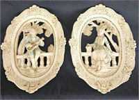 Large Chalk Victorian Couple Wall Plaques