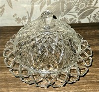 Fan & Diamond Point Pattern Butter Dish Glass