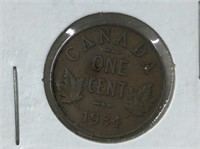 1934 1 Cent  Can Vf
