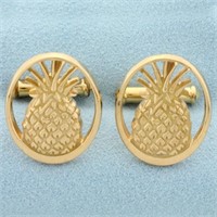 Pineapple Cufflinks in 10k Yellow Gold