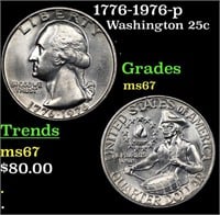 1776-1976-p Washington Quarter 25c Grades GEM++ Un