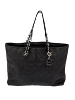 Michael Kors Black Leather Silver-tone Tote