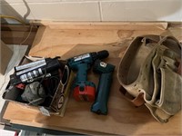 Tool Belt, Drill and Flash Light