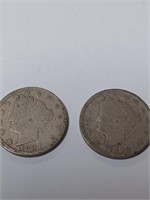 1887, 1892 V Nickel Coin Lot