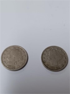 1902, 1906 V Nickel Coin Lot