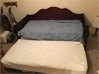 Nice wood day bed, trundle, mattresses
