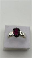 Genuine Rhodolite Garnet Sterling Ring Size 6.5