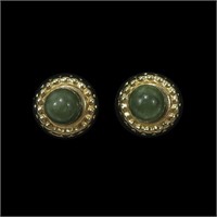 14K Yellow gold jade stud earrings